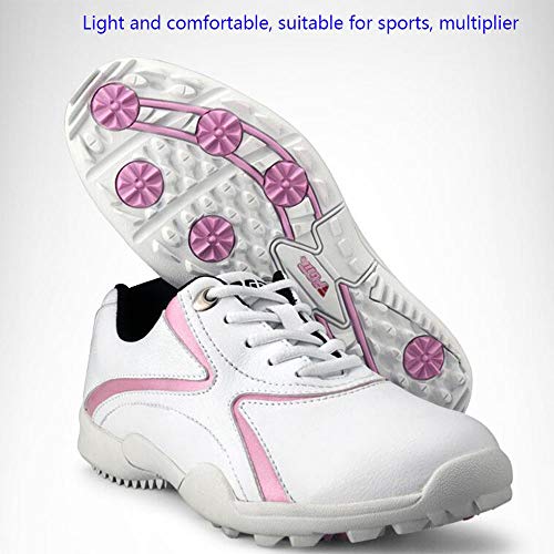 Zapatos de golf para mujer, clavos de fijación Zapatos de golf para damas Zapatos de entrenamiento de senderismo antideslizantes resistentes al desgaste para practicar golf de senderismo,Oro,36