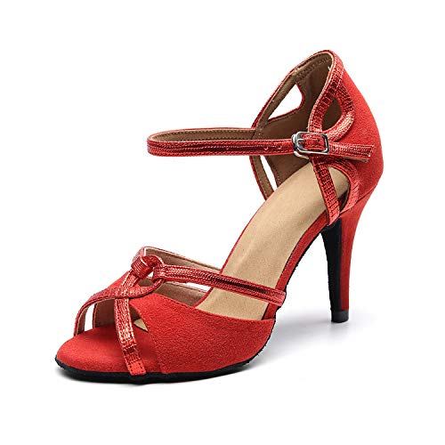 Zapatos de las mujeres de baile latino zapatos de Tango Salsa bombas de tacón zapatos de novia elegantes con correas cerrado Celucke,Heel:optional,33EU