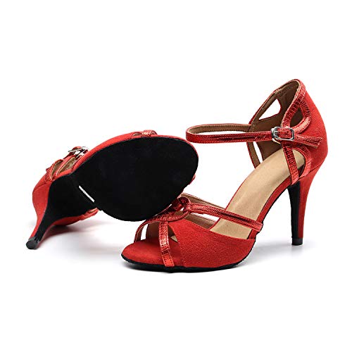 Zapatos de las mujeres de baile latino zapatos de Tango Salsa bombas de tacón zapatos de novia elegantes con correas cerrado Celucke,Heel:optional,33EU