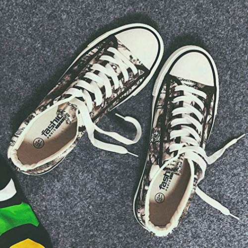 Zapatos de Lona de Las Mujeres de Mezclilla con Cordones de Corte bajo Color Mezclado Graffiti Estilo clásico Zapatos Casuales Planos más el tamaño 39 42 Zapatillas de Deporte de Moda