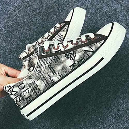 Zapatos de Lona de Las Mujeres de Mezclilla con Cordones de Corte bajo Color Mezclado Graffiti Estilo clásico Zapatos Casuales Planos más el tamaño 39 42 Zapatillas de Deporte de Moda