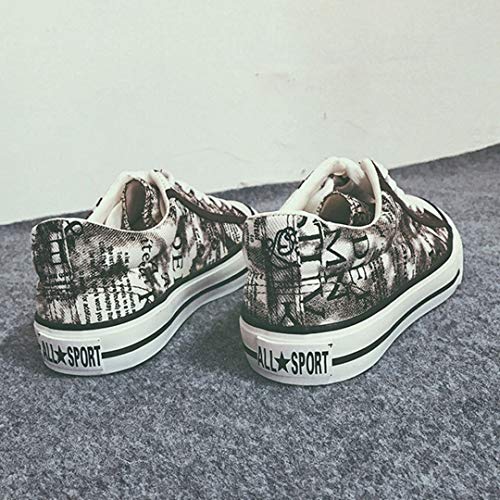 Zapatos de Lona de Las Mujeres de Mezclilla con Cordones de Corte bajo Color Mezclado Graffiti Estilo clásico Zapatos Casuales Planos más el tamaño 39 42 Zapatillas de Deporte de Moda