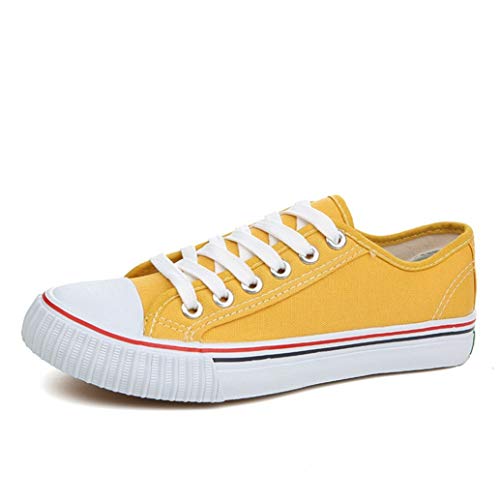 Zapatos de Lona de Las Mujeres Primavera Verano cariño Transpirable con Cordones de Color Caramelo Estilo clásico Zapatos Casuales Zapatillas de Deporte de Moda Femenina