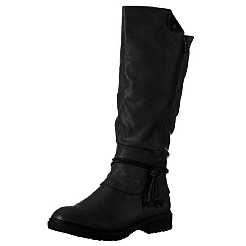 Zapatos De Mujer,RETUROM Botas De Mujer Botines Mujer Invierno OtoñO Negro Plano Pierna Alta Ante Casual Largo Alto Botas De Color SóLido Plana Martin Altas Botas Largas Zapatos Casuales
