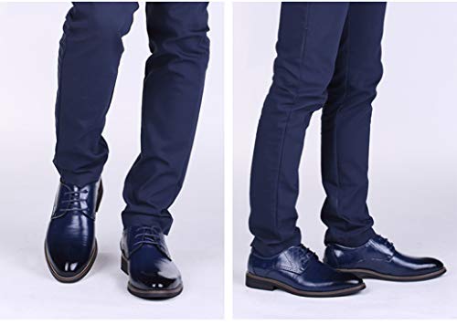 Zapatos De Negocios con Punta Puntiaguda para Hombre Zapatos Oxfords Resistentes para Caminar Zapatos De Trabajo De Oficina Ocasionales Zapatos De Vestir De Novia con Cordones De Gran Tamaño