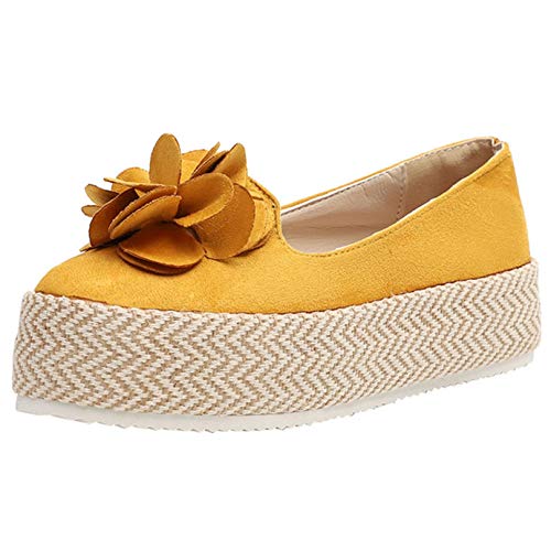Zapatos de Plataforma para Mujer, Alpargatas de Moda, Parte Superior Baja, Fondo Grueso, Antideslizante, para Caminar Diario, decoración de Flores, Zapatos Casuales para Mujer