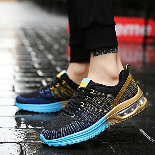 Zapatos de Running Para Hombre Zapatillas Deportivo Outdoor Calzado Asfalto Sneakers Negro Azul 41