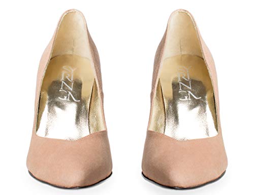 Zapatos de salón Mujer Piel Ante Nude Ceremonia exclusivos diseñados y Fabricados en España (Nude, Numeric_37)