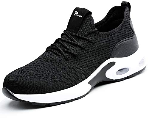 Zapatos de Seguridad con Punta de Acero para Hombre Mujer - Cómodos Ligeros y Transpirables (Negro 708,Taille 42)