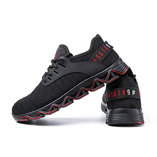 Zapatos de Seguridad Hombre Mujer con Punta de Acero Zapatillas de Trabajo Deportivo Calzado Ligeros Comodo Transpirables Unisex Rojo Talla 44 EU