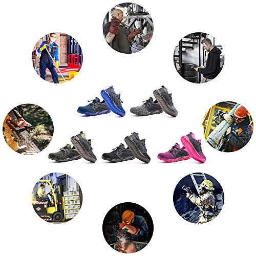 Zapatos de Seguridad Hombre Mujer Trabajo Ligeras Calzado de Seguridad Deportivo Comodo con Punta de Acero A Negro 43 EU