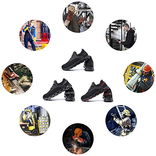 Zapatos de Seguridad Hombre Mujer Trabajo Ligeras Calzado de Seguridad Deportivo Comodo con Punta de Acero C Rojo 43 EU