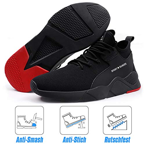 Zapatos de Seguridad Hombre Trabajo Cómodas, Zapatillas de Trabajo con Punta de Acero Ultraligero Transpirables, 36-48