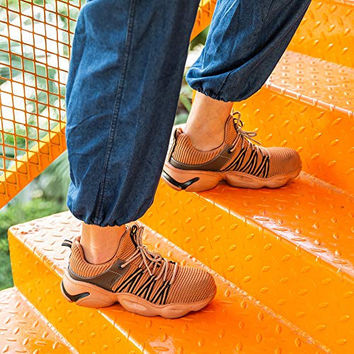 Zapatos de Seguridad Hombre Trabajo Zapatillas Deportivas de Mujer Puntera de Acero Ligeros Calzado de Industrial Construcción Botas Tácticas D-Caqui EU43