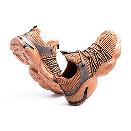 Zapatos de Seguridad Hombre Trabajo Zapatillas Deportivas de Mujer Puntera de Acero Ligeros Calzado de Industrial Construcción Botas Tácticas D-Caqui EU43