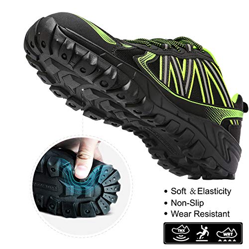 Zapatos de Seguridad para Hombre con Puntera de Acero Zapatillas de Seguridad Trabajo, Calzado de Industrial y Deportiva(D Verde,46 EU)