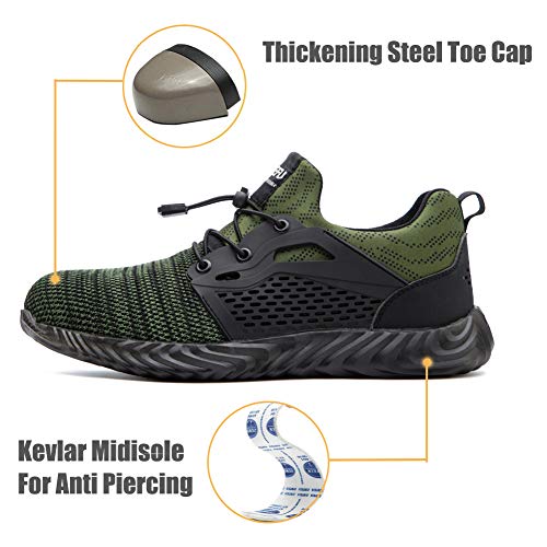 Zapatos de Seguridad para Hombre Transpirable Ligeras con Puntera de Acero Zapatillas de Seguridad Trabajo, Calzado de Industrial y Deportiva 39
