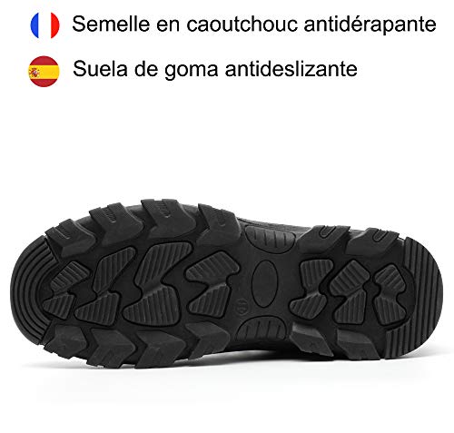 Zapatos de Seguridad para Hombre Transpirable Ligeras con Puntera de Acero Zapatillas de Seguridad Trabajo, Calzado de Industrial y Deportiva 42