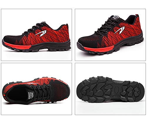 Zapatos de Seguridad para Hombre Transpirable Ligeras con Puntera de Acero Zapatillas de Seguridad Trabajo, Calzado de Industrial y Deportiva 42