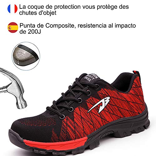 Zapatos de Seguridad para Hombre Transpirable Ligeras con Puntera de Acero Zapatillas de Seguridad Trabajo, Calzado de Industrial y Deportiva 48