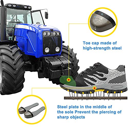 Zapatos de Seguridad para Mujer Zapatillas Zapatos de Hombre Seguridad de Acero Ligeras Calzado de Trabajo para Comodas Unisex Zapatos de Industria y Construcción 115-Gris 40