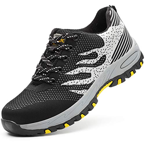 Zapatos de Seguridad para Mujer Zapatillas Zapatos de Hombre Seguridad de Acero Ligeras Calzado de Trabajo para Comodas Unisex Zapatos de Industria y Construcción 115-Gris 40