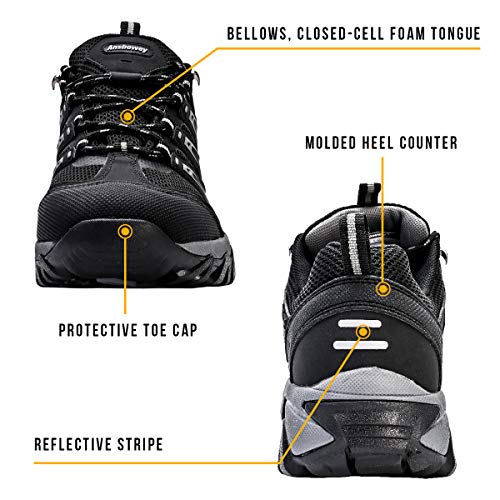 Zapatos de Senderismo Mujeres Calzado Deportivo de Exterior de Hombre Antideslizante Transpirable Zapatillas Casual Calzado de Acampada y Marcha Negro EU 39