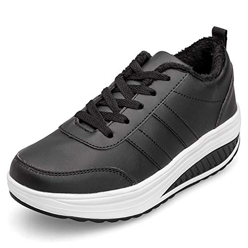 Zapatos Deporte Mujer Nieve Zapatillas de Deportivos Zapatos para Caminar Gimnasia Ligero Sneakers Invierno Plataforma Botas de Botines 38.5EU = Fabricante:39 Negro