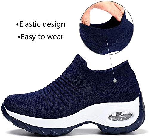 Zapatos Deporte Mujer Zapatillas Deportivas Correr Gimnasio Casual Zapatos para Caminar Mesh Running Transpirable Aumentar Más Altos Sneakers Negro Gris Morado Rojo Blanco 35-44 Azul 39