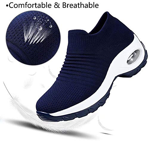 Zapatos Deporte Mujer Zapatillas Deportivas Correr Gimnasio Casual Zapatos para Caminar Mesh Running Transpirable Aumentar Más Altos Sneakers Negro Gris Morado Rojo Blanco 35-44 Azul 39