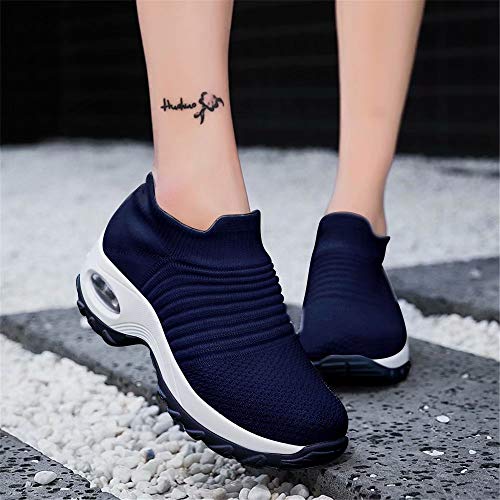 Zapatos Deporte Mujer Zapatillas Deportivas Correr Gimnasio Casual Zapatos para Caminar Mesh Running Transpirable Aumentar Más Altos Sneakers Negro Gris Morado Rojo Blanco 35-44 Azul 39