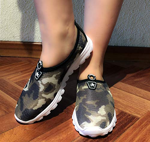 Zapatos Deportes de Maya, Zapatillas Deportivas Instantáneas para Mujer Suaves para Trotar o Caminar Vulcanizadas Tejidas Calzado para Verano (23311 Camuflaje, Numeric_38)