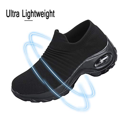 Zapatos Deportivas Mujer Zapatillas Running Transpirable Calzado Casual Ligero Bambas para Caminar Negro, Gr.41 EU