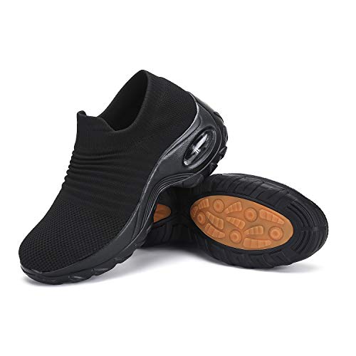 Zapatos Deportivas Mujer Zapatillas Running Transpirable Calzado Casual Ligero Bambas para Caminar Negro, Gr.41 EU
