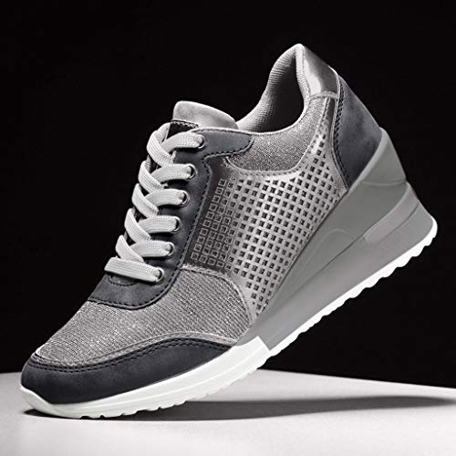 Zapatos Deportivos Mujer Cuña Running Casual Comodos Deportes Calzado Multideporte Gris Baratos Rebaja 37-43EU 0201