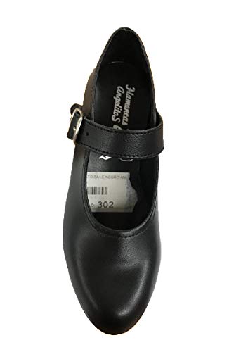 Zapatos Flamenca para Niña y Mujer, Mod. 302, Calzado Made in Spain (38, Negro)