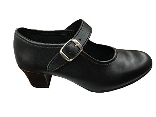 Zapatos Flamenca para Niña y Mujer, Mod. 302, Calzado Made in Spain (38, Negro)