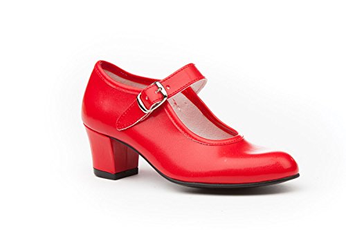Zapatos Flamenca Para Niña y Mujer, Mod. 302, Calzado Made In Spain (38, Rojo)