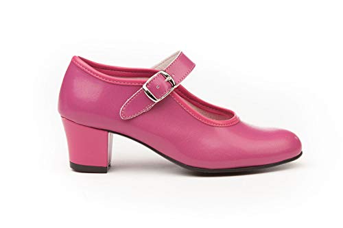 Zapatos Flamencas de Baile de Piel Fabricados en España. Disponible Desde la Talla 22 hasta la Talla 42 - Mi Pequeña Modelo 302I Color Beige,Amarillo,Blanco,Azul,Fuxia,Negro,Rojo y Verde.