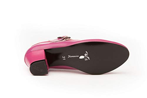 Zapatos Flamencas de Baile de Piel Fabricados en España. Disponible Desde la Talla 22 hasta la Talla 42 - Mi Pequeña Modelo 302I Color Beige,Amarillo,Blanco,Azul,Fuxia,Negro,Rojo y Verde.