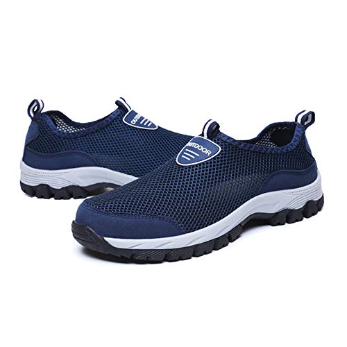 Zapatos Hombre de Agua Escarpines de Playa Descalzo de Malla Secado Rápido Sandalias Deporte Al Aire Libre Zapatillas Negro Gris Azul 39-49 Azul 42