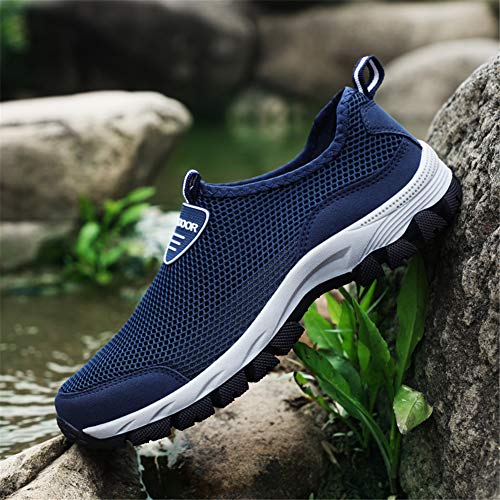 Zapatos Hombre de Agua Escarpines de Playa Descalzo de Malla Secado Rápido Sandalias Deporte Al Aire Libre Zapatillas Negro Gris Azul 39-49 Azul 42