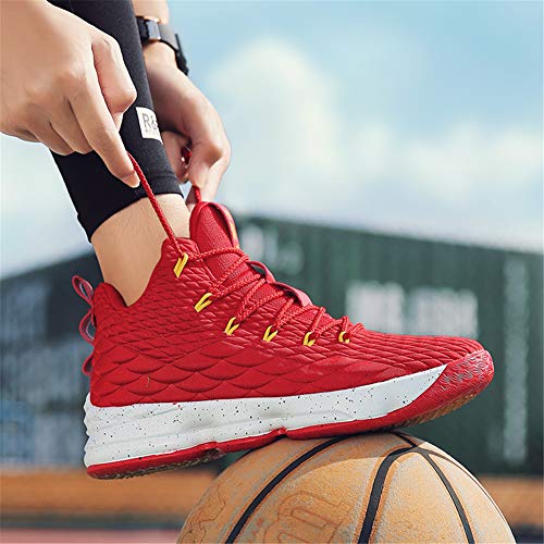 Zapatos Hombre Deporte de Baloncesto Sneakers de Malla para Correr Zapatillas Antideslizantes Negro Rojo Champán Verde Brillante 36-46 Rojo 42