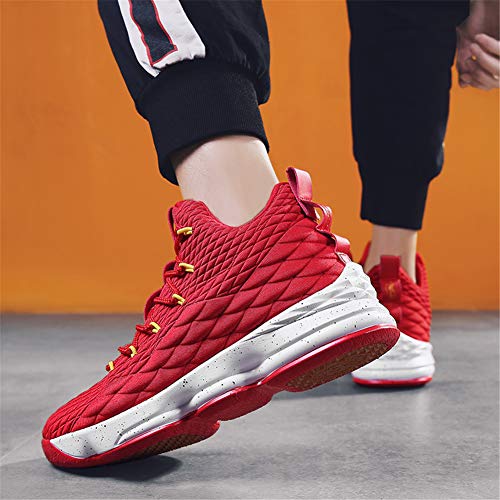 Zapatos Hombre Deporte de Baloncesto Sneakers de Malla para Correr Zapatillas Antideslizantes Negro Rojo Champán Verde Brillante 36-46 Rojo 42