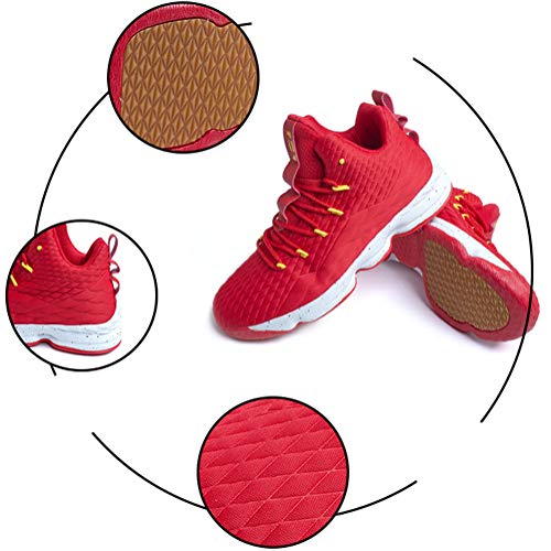 Zapatos Hombre Deporte de Baloncesto Sneakers de Malla para Correr Zapatillas Antideslizantes Negro Rojo Champán Verde Brillante 36-46 Rojo 42