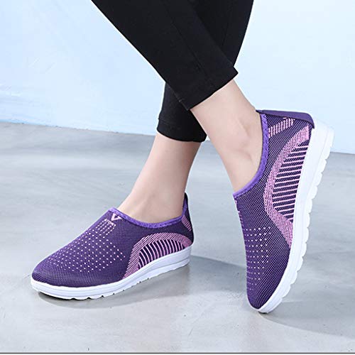 Zapatos Ligeros de Malla Transpirable para Caminar al Aire Libre para Mujeres Zapatillas Trail Running Mujer Cómodos Calzado Plana Casual Mocasines Trekking Senderismo Yvelands(Púrpura,41)