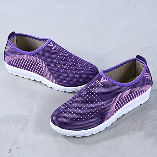 Zapatos Ligeros de Malla Transpirable para Caminar al Aire Libre para Mujeres Zapatillas Trail Running Mujer Cómodos Calzado Plana Casual Mocasines Trekking Senderismo Yvelands(Púrpura,41)