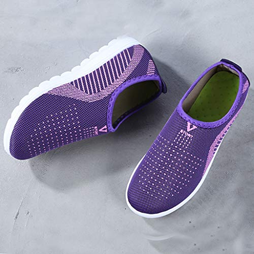 Zapatos Ligeros de Malla Transpirable para Caminar al Aire Libre para Mujeres Zapatillas Trail Running Mujer Cómodos Calzado Plana Casual Mocasines Trekking Senderismo Yvelands(Púrpura,41)