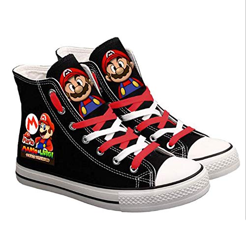Zapatos Lindo Super Mario Impreso Las Zapatillas De Deporte De Las Mujeres De Los Hombres De Los Zapatos De Lona Ocasionales De Dibujos Animados Niños Y Niñas Adolescentes,Rojo,40