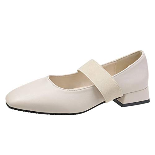 Zapatos Mary Jane para Mujer, Zapatos clásicos con Punta Cuadrada, Zapatos de Corte Elegantes, Zapatos de Vestir de Oficina con tacón Cuadrado de Color sólido